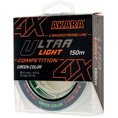 Плетенка Akara Ultra Light Competition Х4 Green 150м 0,12мм