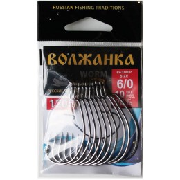 Крючок офсетный Volzhanka Worm Hook №6/0 1205-6/0 (10шт)