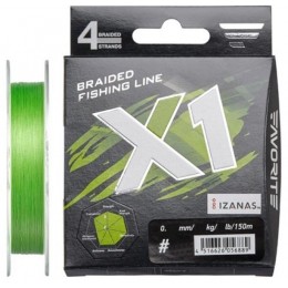 Плетенка Favorite X1 PE X4 цвет светло-зеленый 150м #0.4 0,104мм