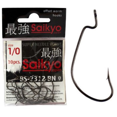 Крючок офсетный Saikyo BS-2312 Offset Worm BN №4/0 (10 шт)