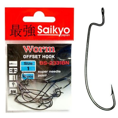 Крючок офсетный Saikyo BS-2331 Worm BN №6 (10 шт)