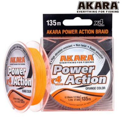 Плетенка Akara Power Action X-4 Orange 135 м 0.16 мм