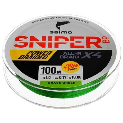 Плетенка Salmo Sniper BP ALL R BRAID х4 Grass Green 120 м 0.15 мм