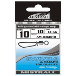 Застежка-вертлюжок MISTRALL AM-83610 ROLLING SWIVEL WITH T-SHAPE SNAP # 04