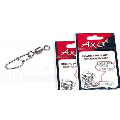 Застежка с вертлюжком AXIS AX-94118 ROLLING SWIVEL WITH NEW HOOKED SNAP # 02