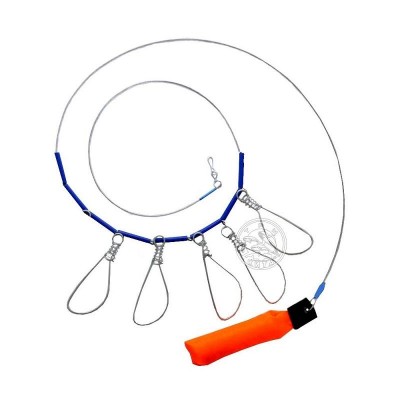 Кукан Три Кита металл трос 5-ти карабиновый с поплавком Кукан Три Кита металл трос 5-ти карабиновый с поплавком