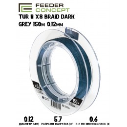 Плетенка Feeder Concept Tur II X8 BRAID Dark Grey 150м #0,6 0,12мм