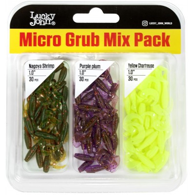 Силиконовая приманка LUCKY JOHN Pro Series MICRO GRUB 1.0" цвет MIX1 (уп. 90шт)