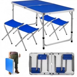Набор складной мебели стол и 4 стула (синий) 60х120 см /C-4-60*120-WT