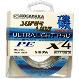 Плетенка Kosadaka SUPER LINE PE X4 Ultralight PRO 110м цвет ТЕМНО-ЗЕЛЕНЫЙ 0,08мм 4,9кг