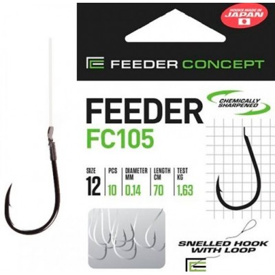 Крючок с поводком Feeder Concept FC105 70см №8 0,18мм (10шт)