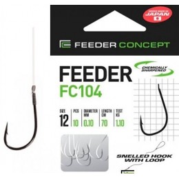 Крючок с поводком Feeder Concept FC104 70см №12 0,10мм (10шт)