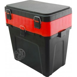 Ящик зимний ТРИ КИТА черно-красный 4+4 отделения для приманок 38x36x24см 013.0816