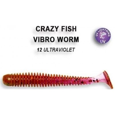 Силиконовая приманка Crazy Fish Vibro worm 2" цвет 12 (8 шт) кальмар