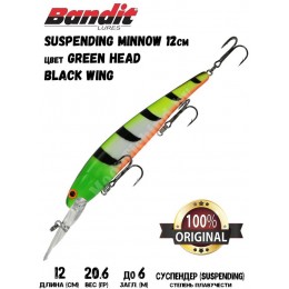 Воблер Bandit Suspending Minnow 119SP цвет GRN HD BLK WING