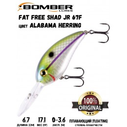 Воблер Bomber Fat Free Shad Jr 67F цвет ALABAMA HERRING