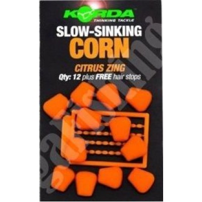 Искусственная кукуруза Korda Slow Sinking Corn Citrus Zing Orange (12шт)