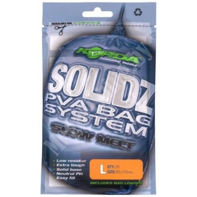 ПВА-пакет Korda Solidz Slow Melt PVA Bags L 85х110мм (20шт)