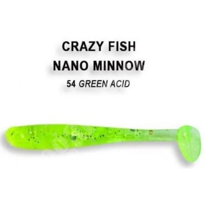 Силиконовая приманка Crazy Fish Nano minnow 1,6" цвет 54 (8шт) анис