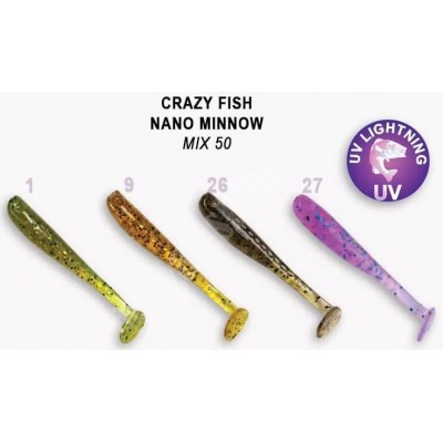 Силиконовая приманка Crazy Fish Nano minnow 1,6" цвет M50 (8шт) кальмар