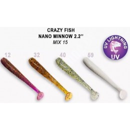 Силиконовая приманка Crazy Fish Nano minnow 2.2" цвет M15 (8шт) кальмар