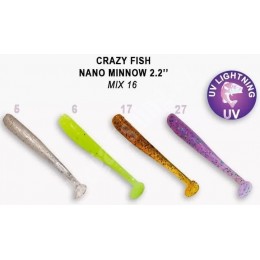 Силиконовая приманка Crazy Fish Nano minnow 2.2" цвет M16 (8шт) кальмар