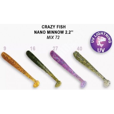 Силиконовая приманка Crazy Fish Nano minnow 2.2" цвет M72 (8шт) кальмар