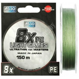 Плетенка Asso Light Games X8 PE Green 150м 0,128мм