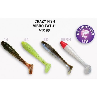 Силиконовая приманка Crazy Fish Vibro fat 4" цвет M60 (4 шт) кальмар