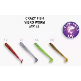 Силиконовая приманка Crazy Fish Vibro Worm 2" цвет M42 (8шт) кальмар