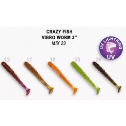 Силиконовая приманка Crazy Fish Vibro worm 3" цвет M23 (5шт) кальмар