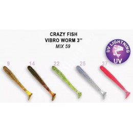 Силиконовая приманка Crazy Fish Vibro worm 3" цвет M59 (5шт) кальмар