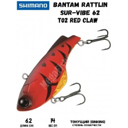 Воблер Shimano Bantam Rattlin Sur-Vibe 62mm 14g T02 Red Claw