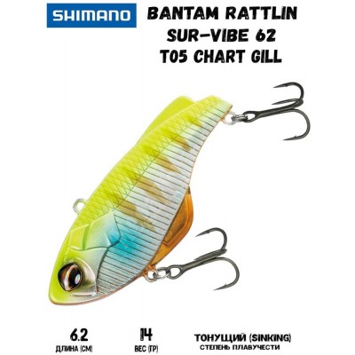 Воблер Shimano Bantam Rattlin Sur-Vibe 62mm 14g T05 Chart Gill