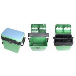 Ящик зимний ТРИ КИТА зеленый большой 4+4 отделения для приманок 38х36х24см