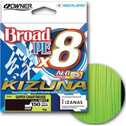Плетенка Owner Kizuna X8 Broad PE chartreuse 135м #0,6 0,10мм