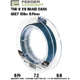 Плетенка Feeder Concept Tur II X8 BRAID Dark Grey 150м #0,8 0,14мм