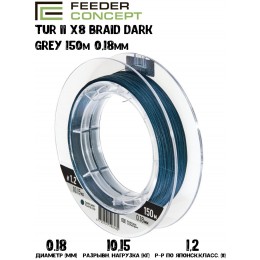 Плетенка Feeder Concept Tur II X8 BRAID Dark Grey 150м #1,2 0,18мм
