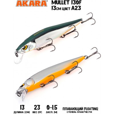 Воблер Akara Mullet 130F 23гр цвет A23 Воблер Akara Mullet 130F 23гр цвет A23