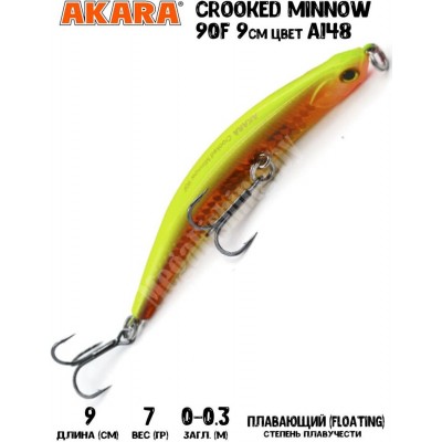 Воблер Akara Crooked Minnow 90F 7гр цвет A148