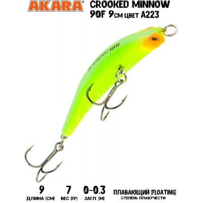 Воблер Akara Crooked Minnow 90F 7гр цвет A223