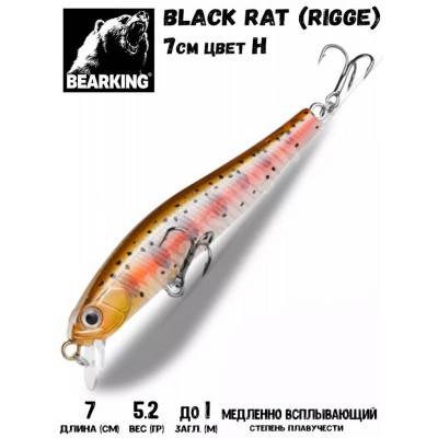 Воблер Bearking Black Rat (Rigge) 70SF цвет H