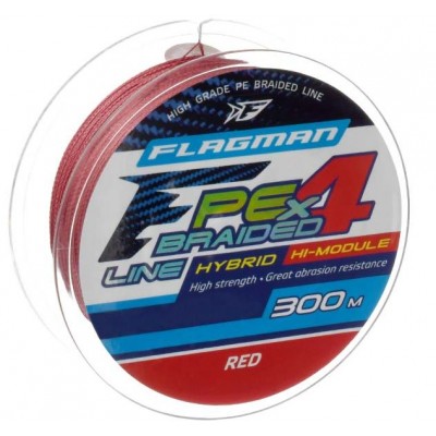 Плетенка Flagman PE Hybrid F4 300м цвет красный 0,40мм 25кг