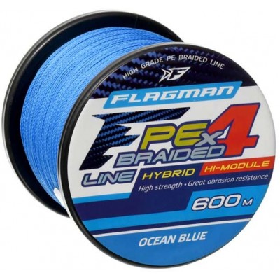 Плетенка Flagman PE Hybrid F4 600м Ocean Blue 0,50мм 32,5кг 70lb