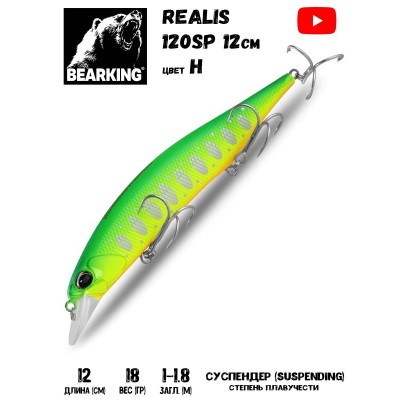 Воблер Bearking Realis (sparrow)-120SP 18гр цвет H