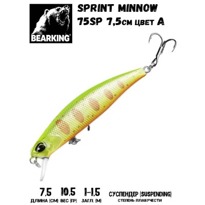 Воблер Bearking Sprint Minnow 75SP цвет A