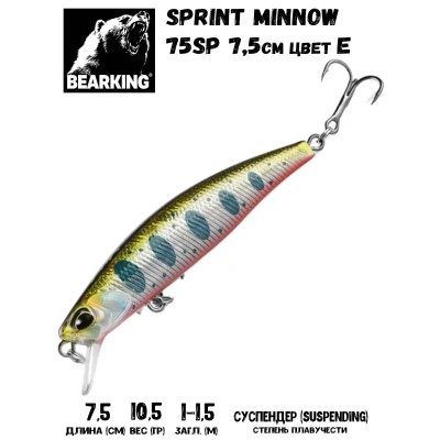 Воблер Bearking Sprint Minnow 75SP цвет E