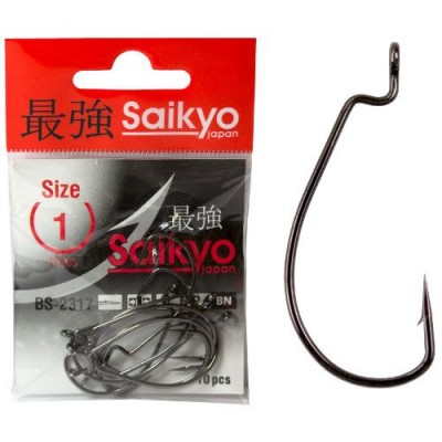 Крючок офсетный Saikyo BS-2317 Magna Super Lock Worm BN №1/0 (10 шт)