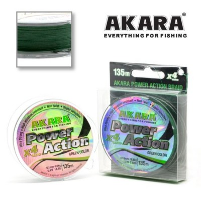 Плетенка Akara Power Action X-4 Green 135 м 0.18 мм