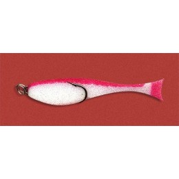 Поролоновая рыбка КОНТАКТ на двойнике 6 см бело-красн (уп. 5 шт)